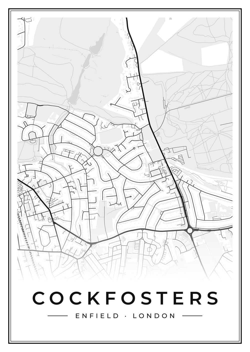 Cockfosters Street Map Poster