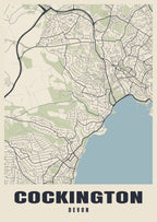 Street map poster of Cockington, Devon