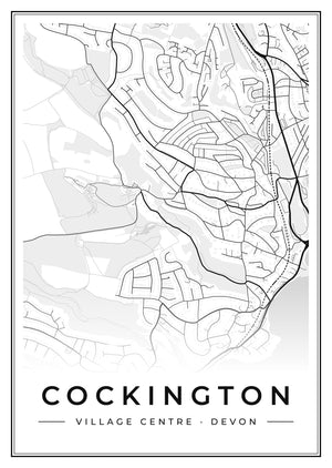 Cockington Village Centre Street Map Poster