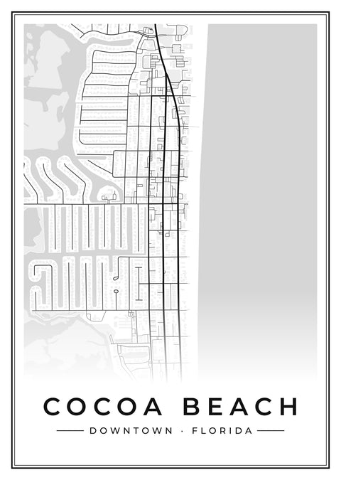 Cocoa Beach Downtown Street Map Poster