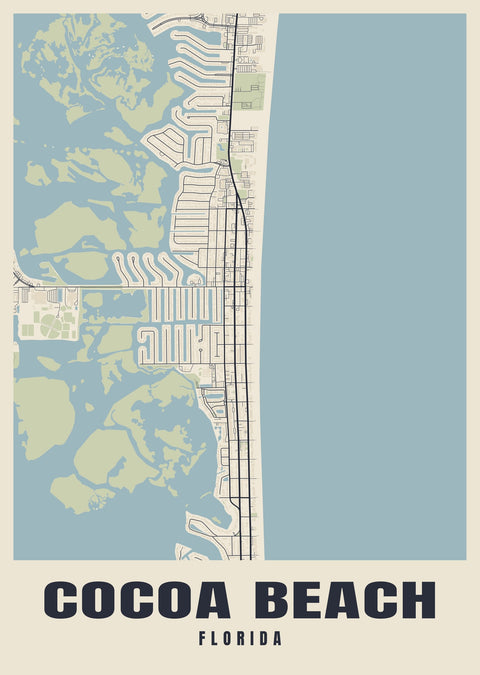 Cocoa Beach Street Map Poster