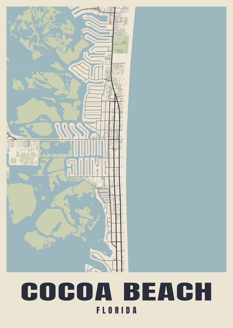 Cocoa Beach Street Map Poster