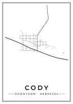 Street map poster of downtown Cody, Nebraska