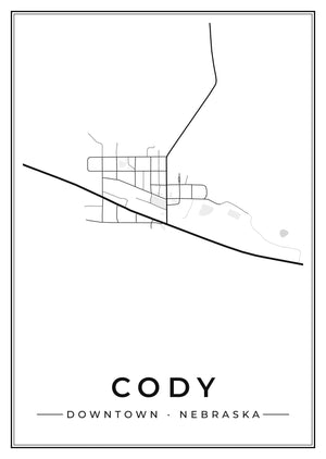 Cody Downtown Street Map Poster