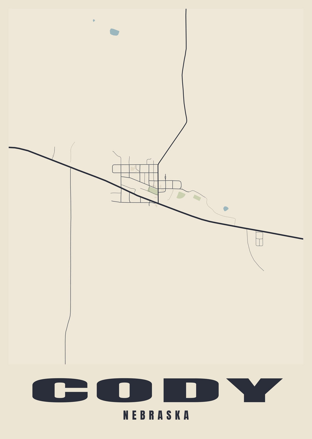 Street map poster of Cody, Nebraska