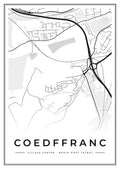 Street map poster of Coedffranc village centre, Neath Port Talbot