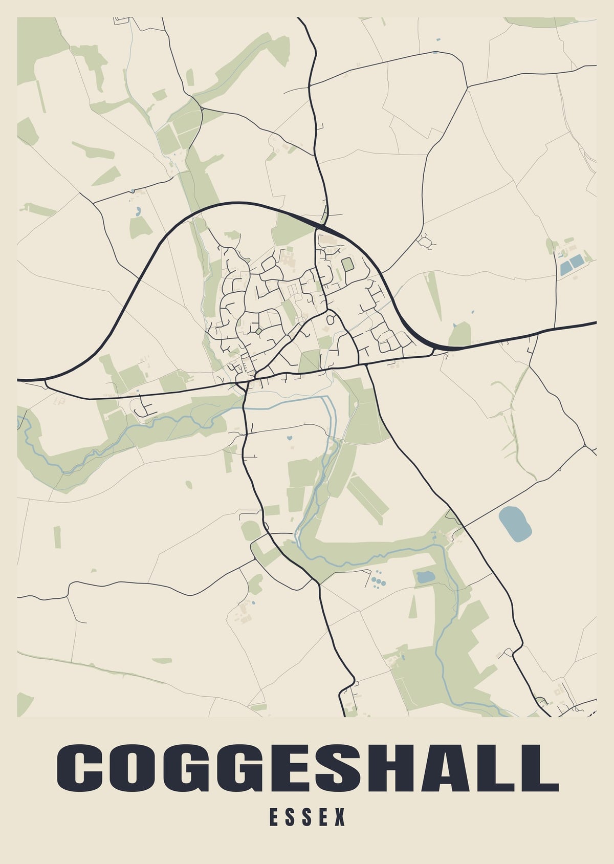 Street map poster of Coggeshall, Essex