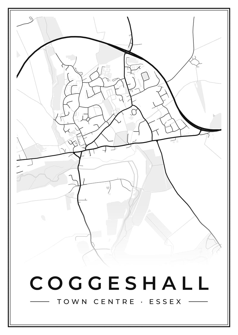 Coggeshall Town Centre Street Map Poster