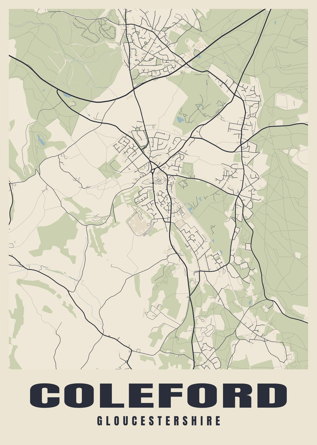 Street map poster of Coleford, Gloucestershire