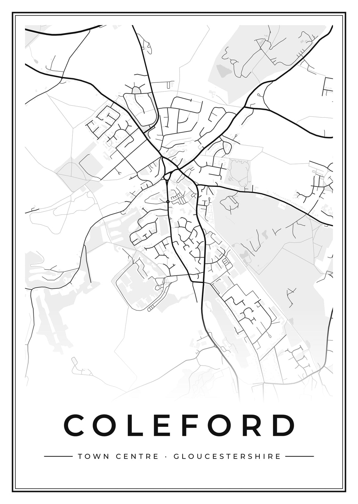 Street map poster of Coleford town centre, Gloucestershire