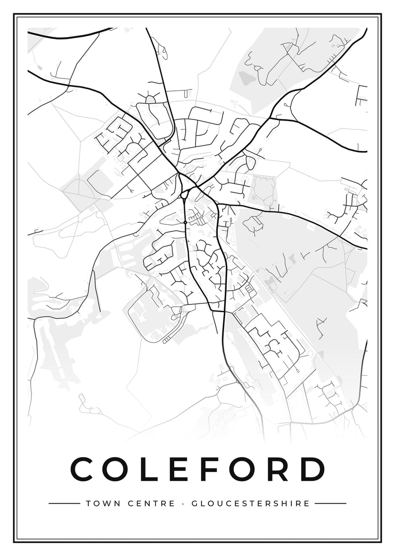 Coleford Town Centre Street Map Poster