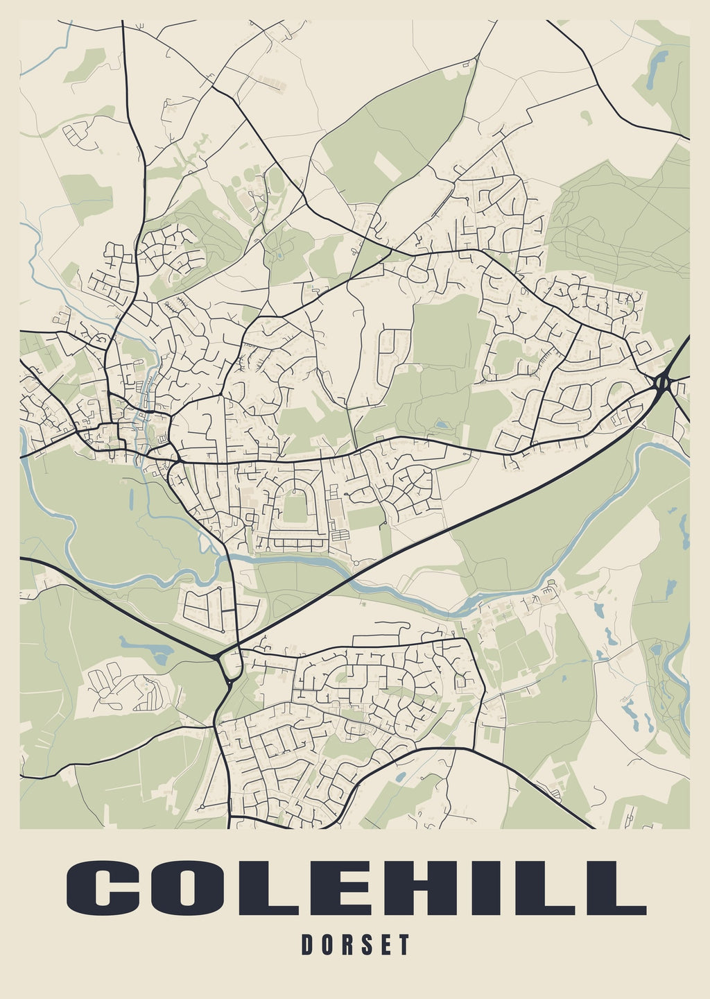 Street map poster of Colehill, Dorset