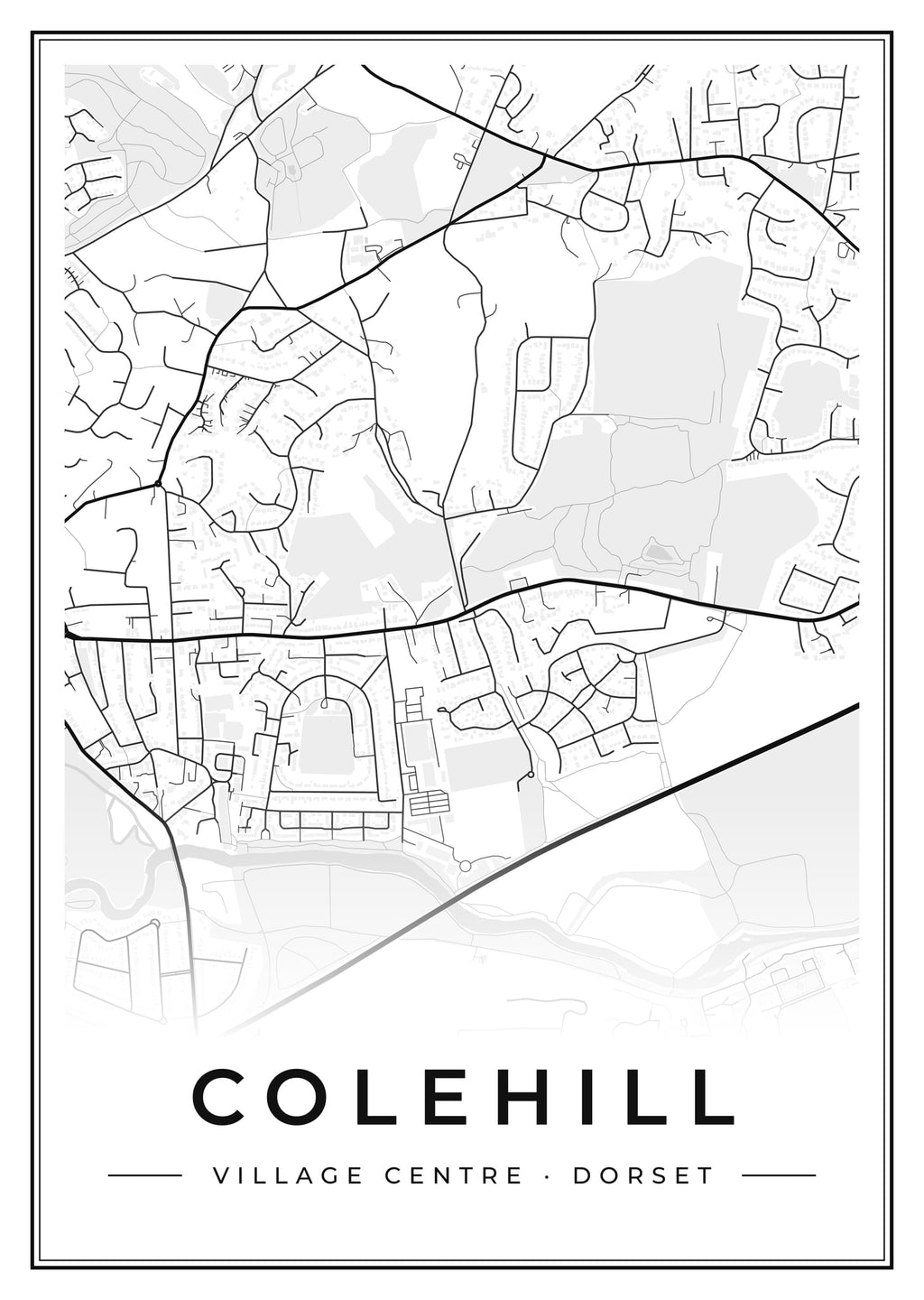 Street map poster of Colehill village centre, Dorset