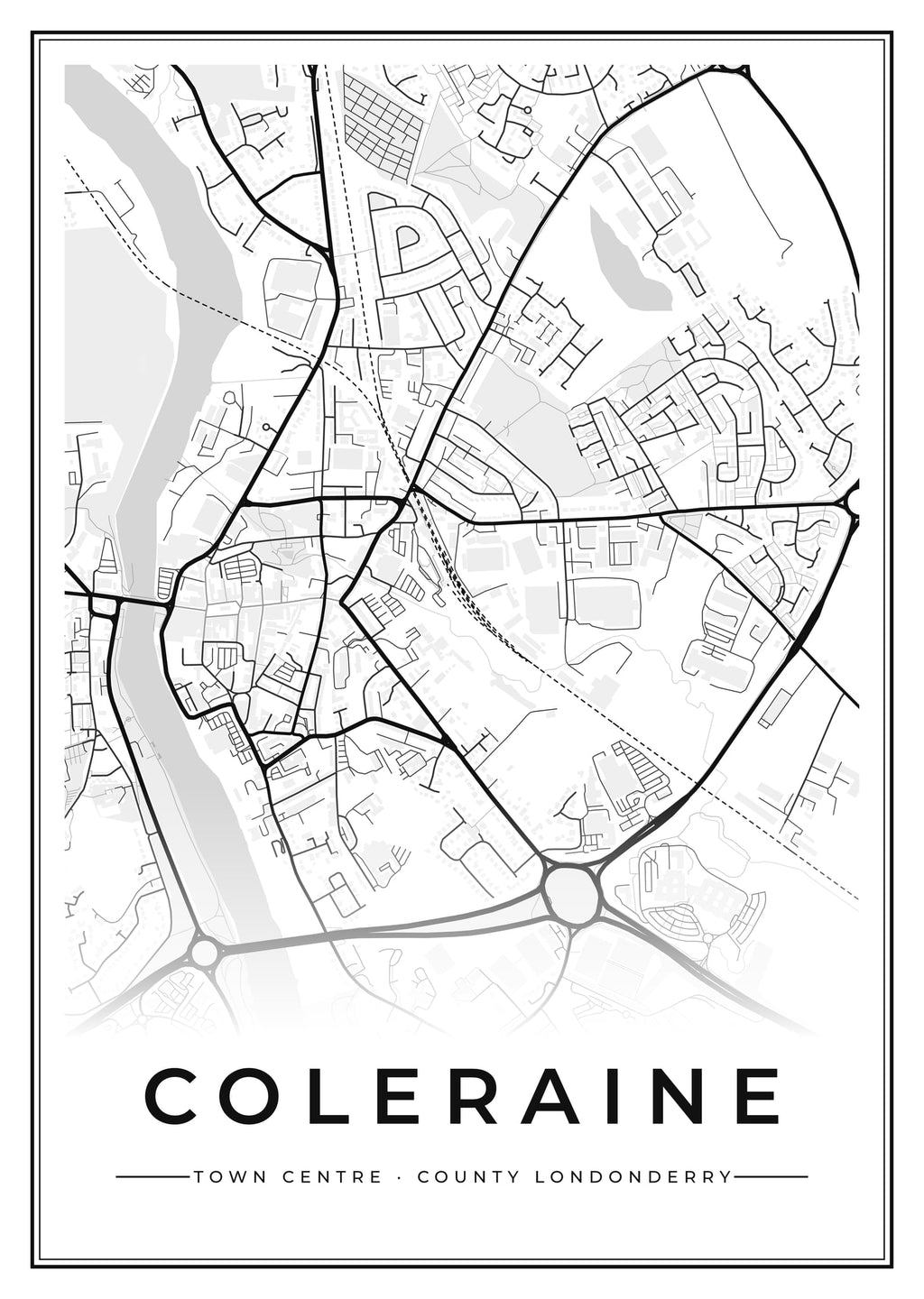 Street map poster of Coleraine town centre, County Londonderry