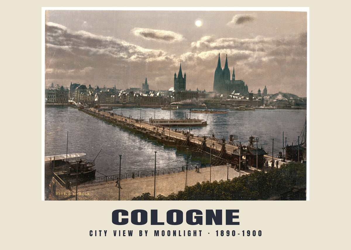 City View by Moonlight, Cologne, 1890–1900 heritage photograph