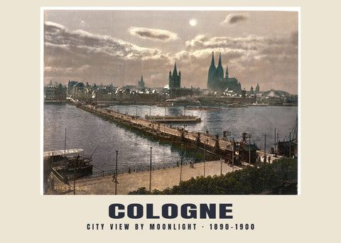 City View by Moonlight, Cologne — 1890–1900 · Vintage photochrom print