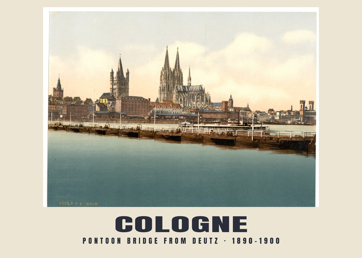 Pontoon Bridge from Deutz, Cologne, 1890–1900 heritage photograph