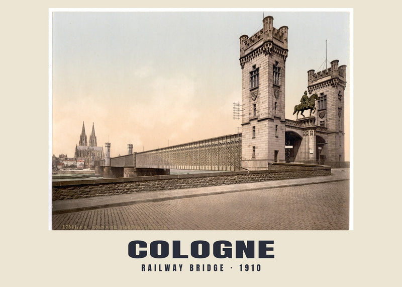 Railway Bridge, Cologne — 1910 · Vintage photochrom print