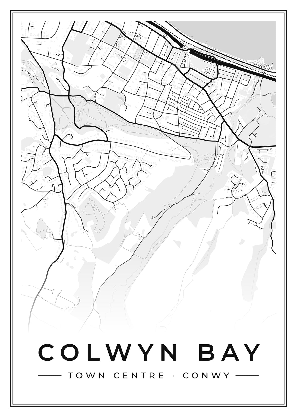 Street map poster of Colwyn Bay town centre, Conwy