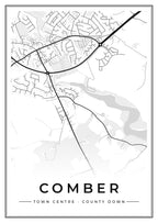Street map poster of Comber town centre, County Down