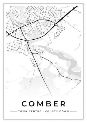 Comber Town Centre Street Map Poster