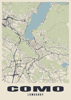 Street map poster of Como, Lombardy