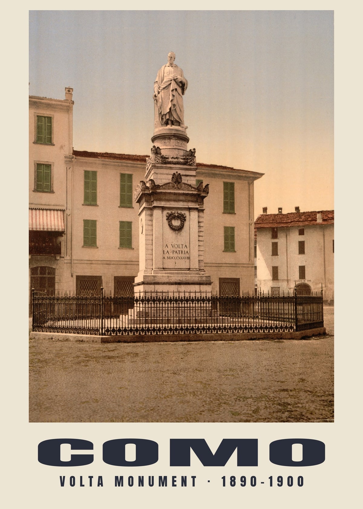 Volta Monument, Como — Vintage photochrom print, 1890–1900