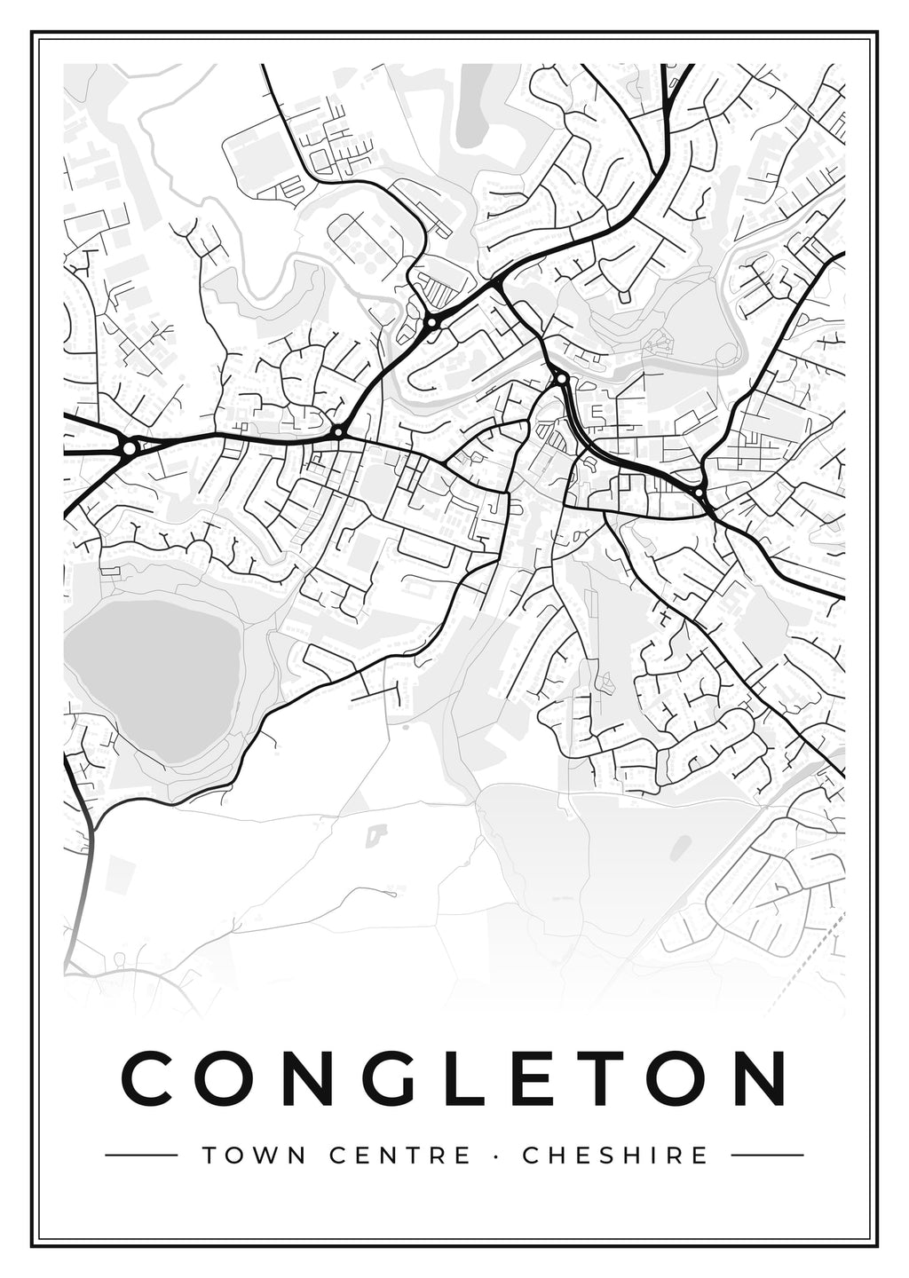 Street map poster of Congleton town centre, Cheshire
