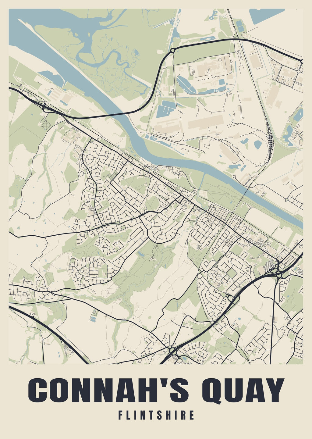 Street map poster of Connah's Quay, Flintshire