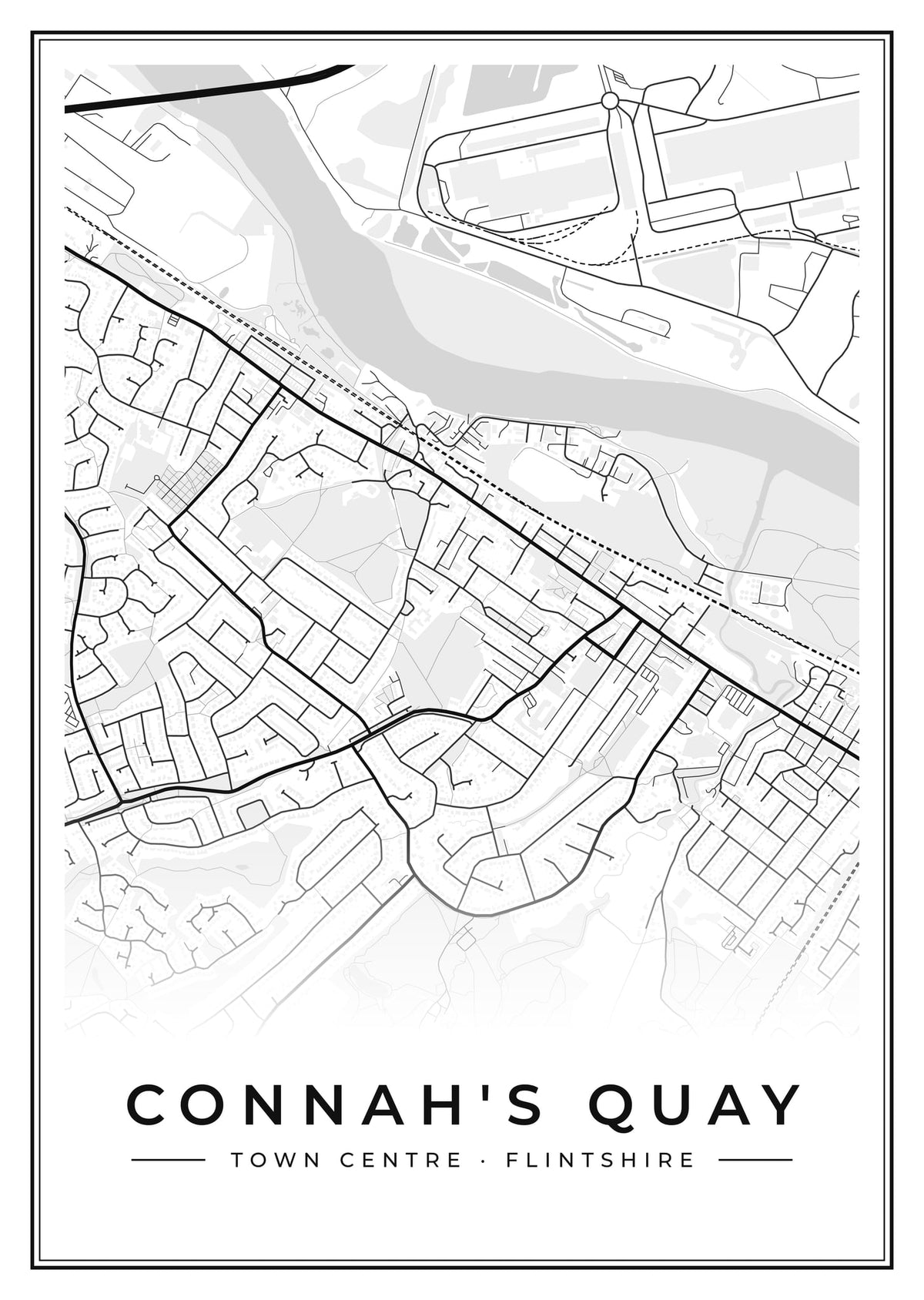 Street map poster of Connah's Quay town centre, Flintshire