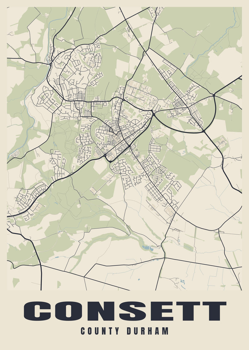 Consett Street Map Poster