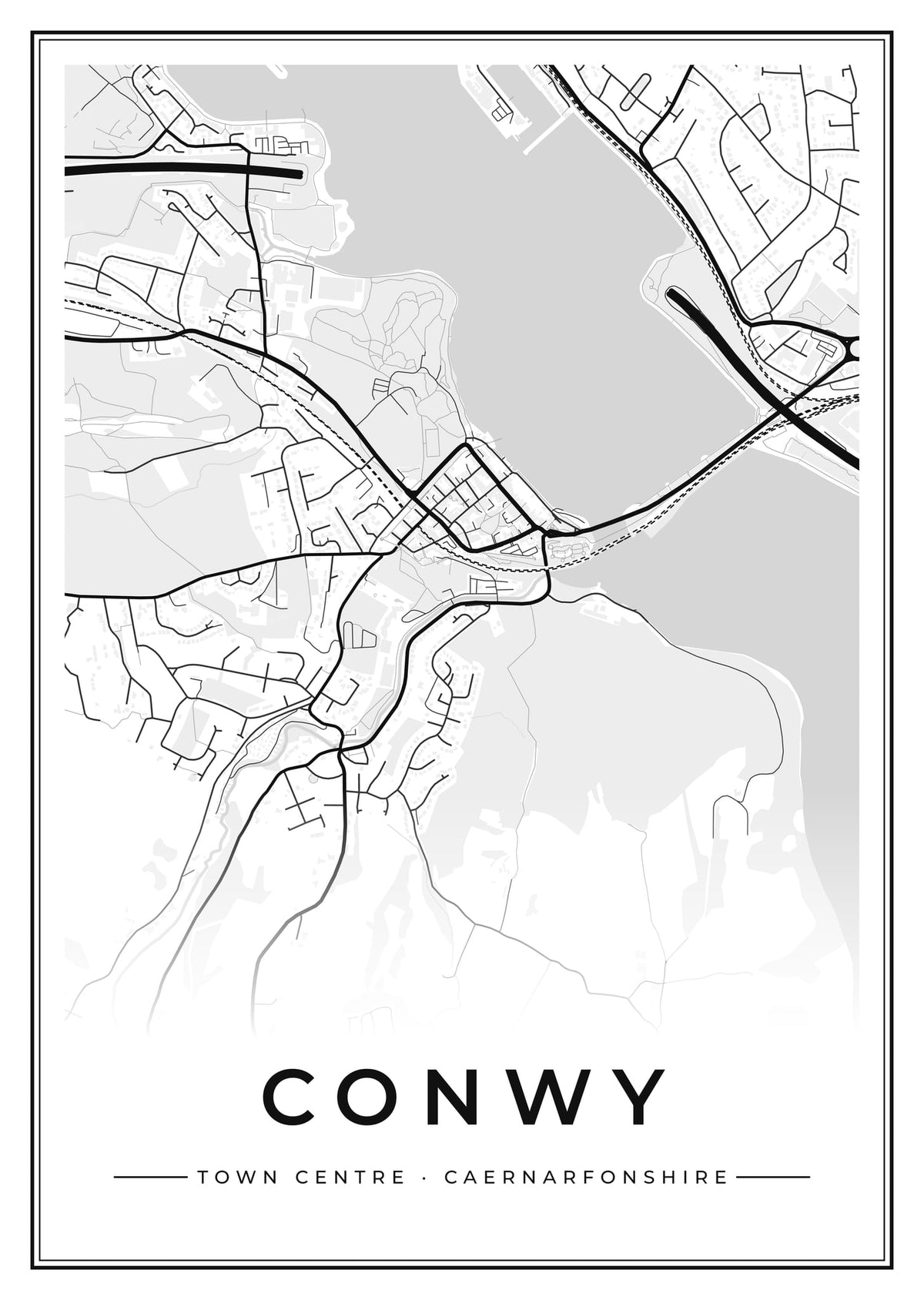 Street map poster of Conwy town centre, Caernarfonshire