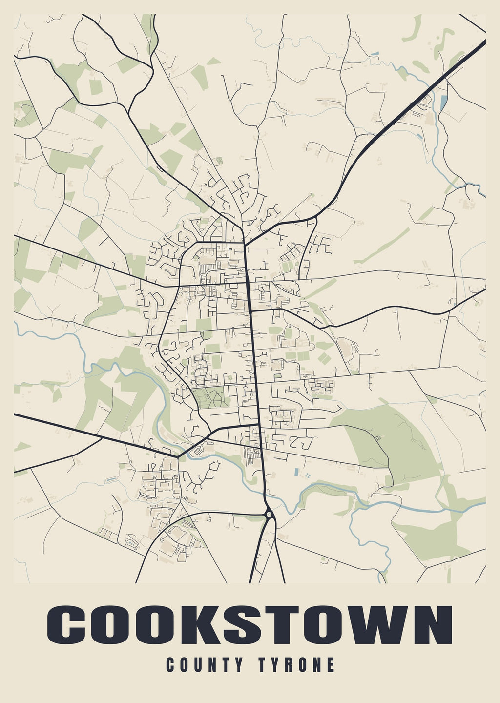 Street map poster of Cookstown, County Tyrone