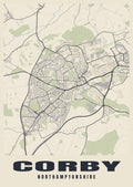 Street map poster of Corby, Northamptonshire