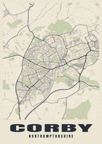Street map poster of Corby, Northamptonshire
