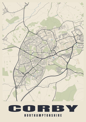 Corby Street Map Poster