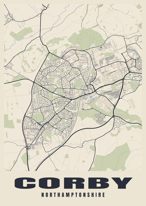 Corby Street Map Poster