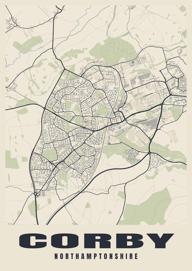 Corby Street Map Poster