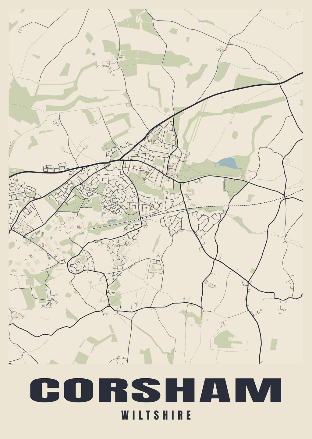 Street map poster of Corsham, Wiltshire