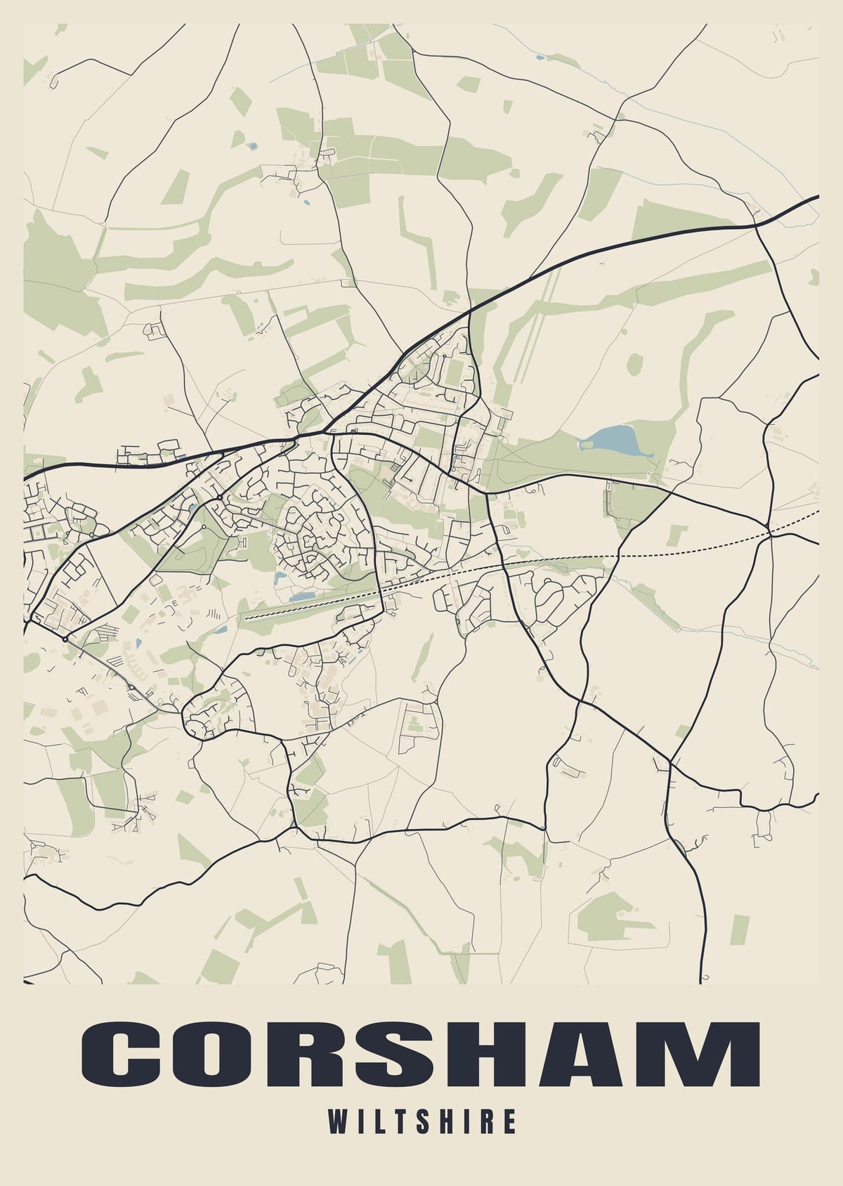 Street map poster of Corsham, Wiltshire