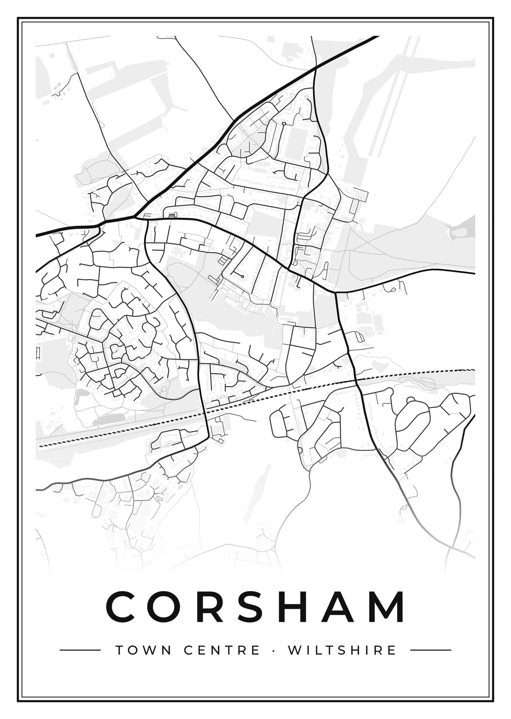 Street map poster of Corsham town centre, Wiltshire