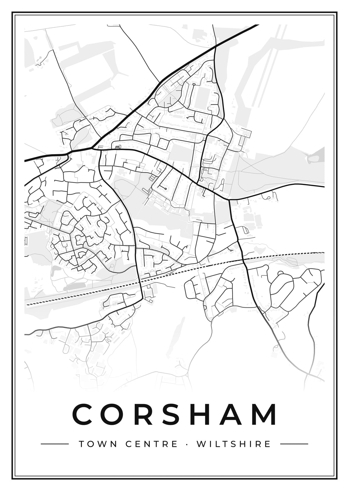 Street map poster of Corsham town centre, Wiltshire
