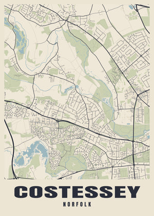 Costessey Street Map Poster