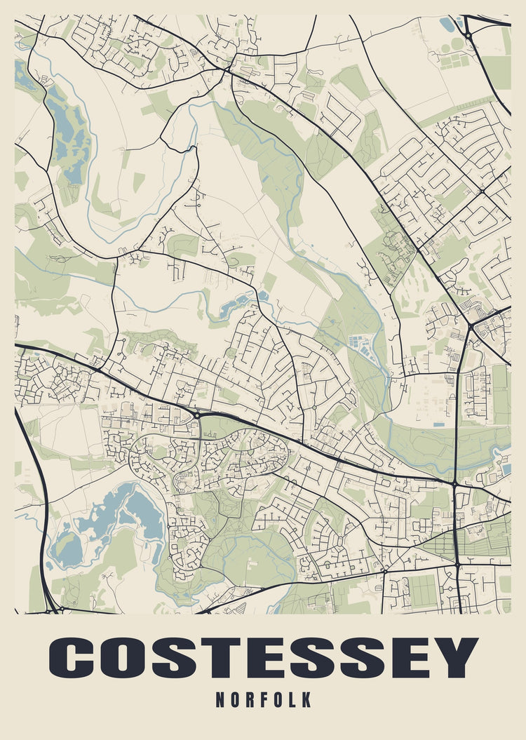 Costessey Street Map Poster