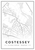 Street map poster of Costessey village centre, Norfolk