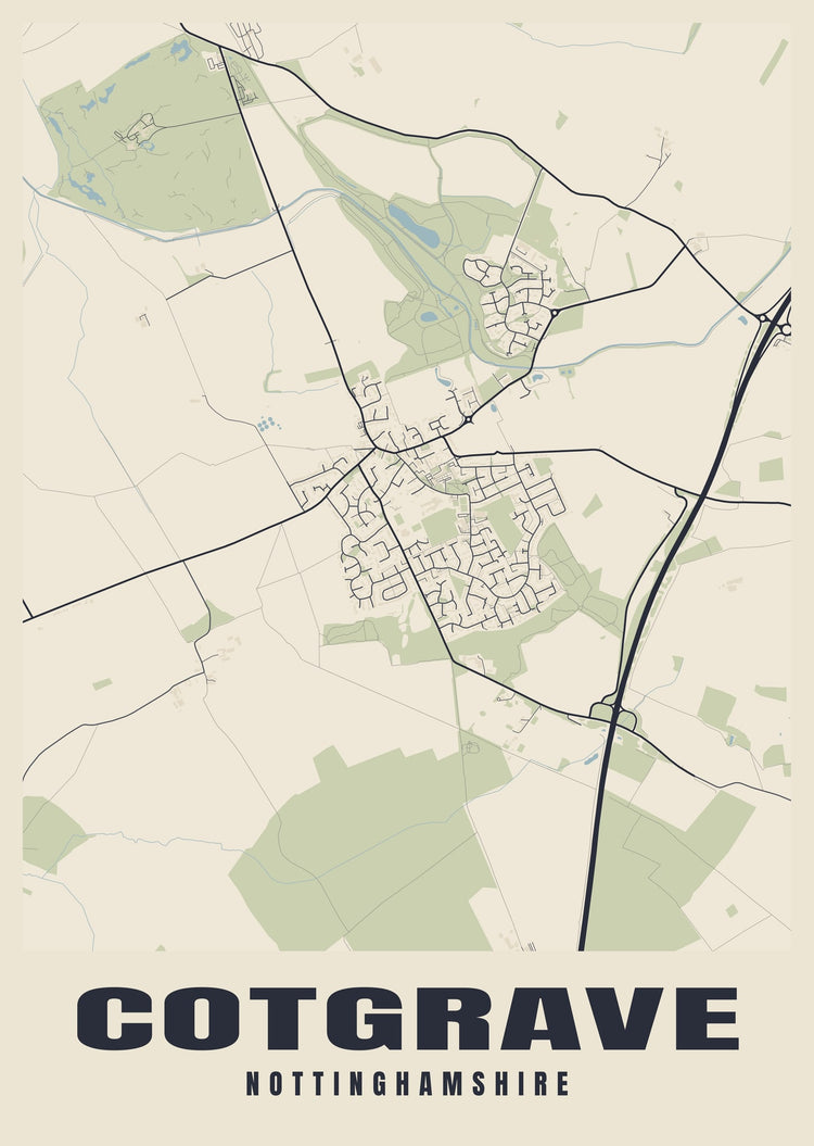 Cotgrave Street Map Poster
