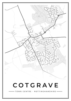Cotgrave Town Centre Street Map Poster