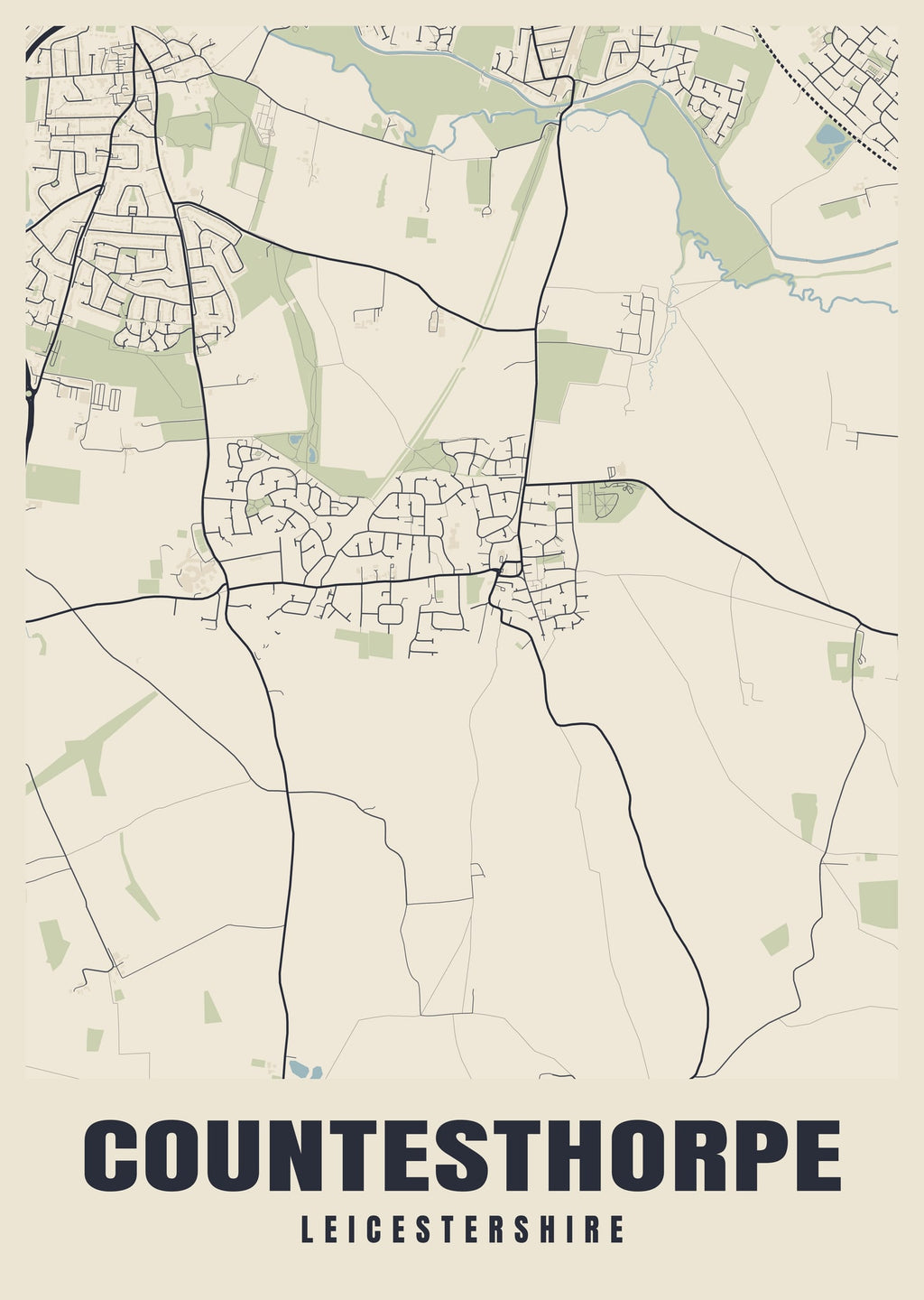 Street map poster of Countesthorpe, Leicestershire