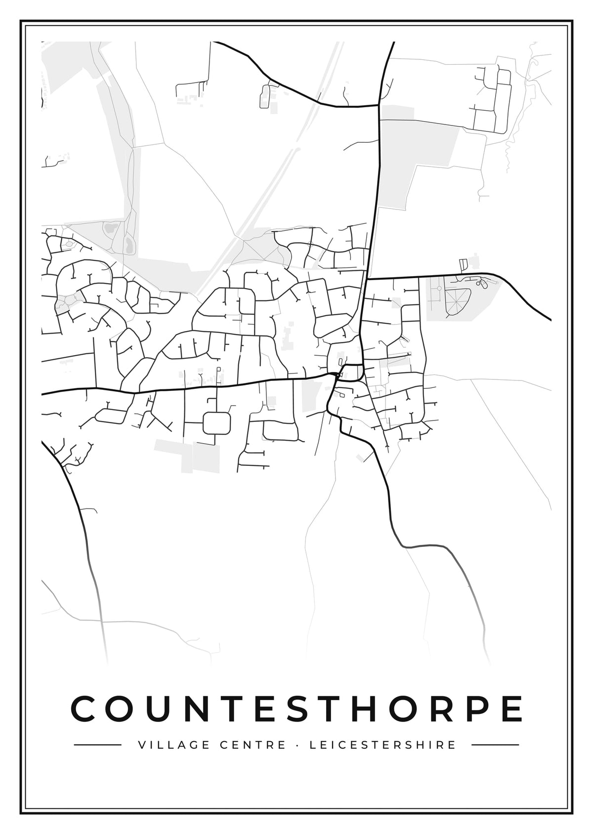 Street map poster of Countesthorpe village centre, Leicestershire