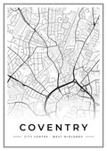 Street map poster of Coventry city centre, West Midlands